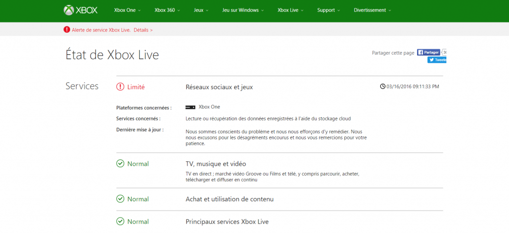 Service Xbox Live limité ce soir