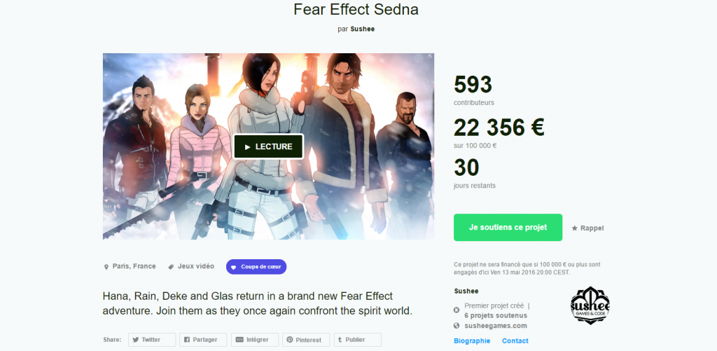 Fear Effect Sedna kickstarter