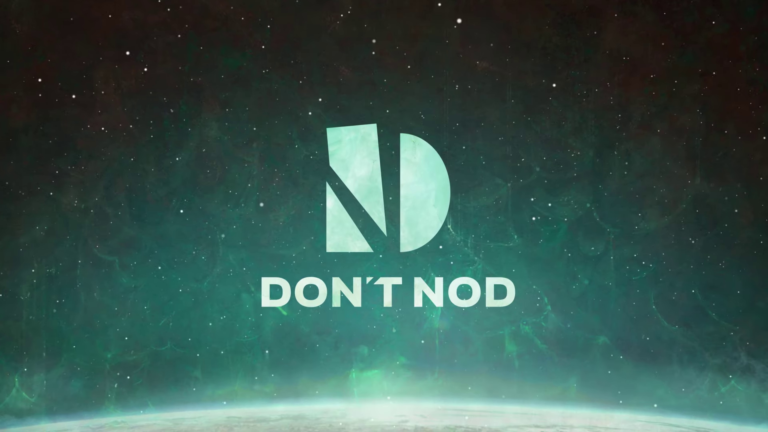 Logo du studio DON'T NOD sur fond spatial
