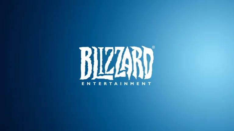 Logo Blizzard Entertainment sur fond bleu dégradé