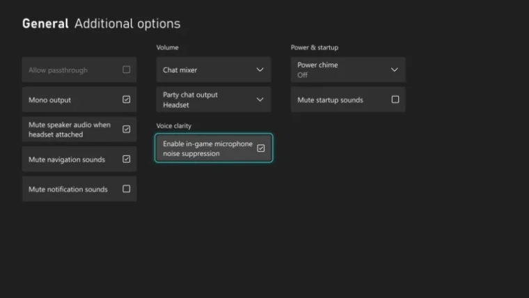 Paramètre Clarté vocale activant la suppression de bruit du micro sur Xbox