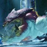 Samus Aran face à une créature massive dans une installation glacée, capture de Metroid Ravenous