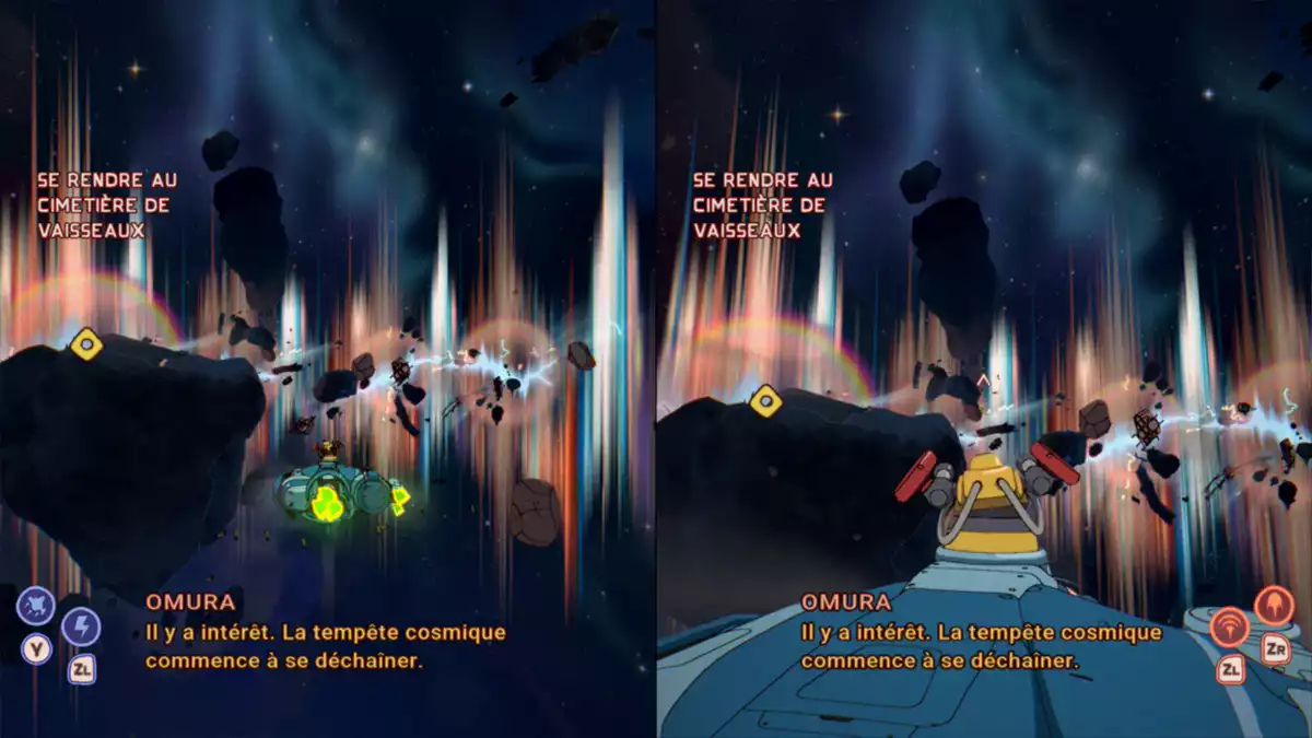 Ecran de jeu splitté d'Orbitals