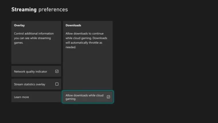 Option de téléchargement en arrière-plan pendant le cloud gaming sur Xbox