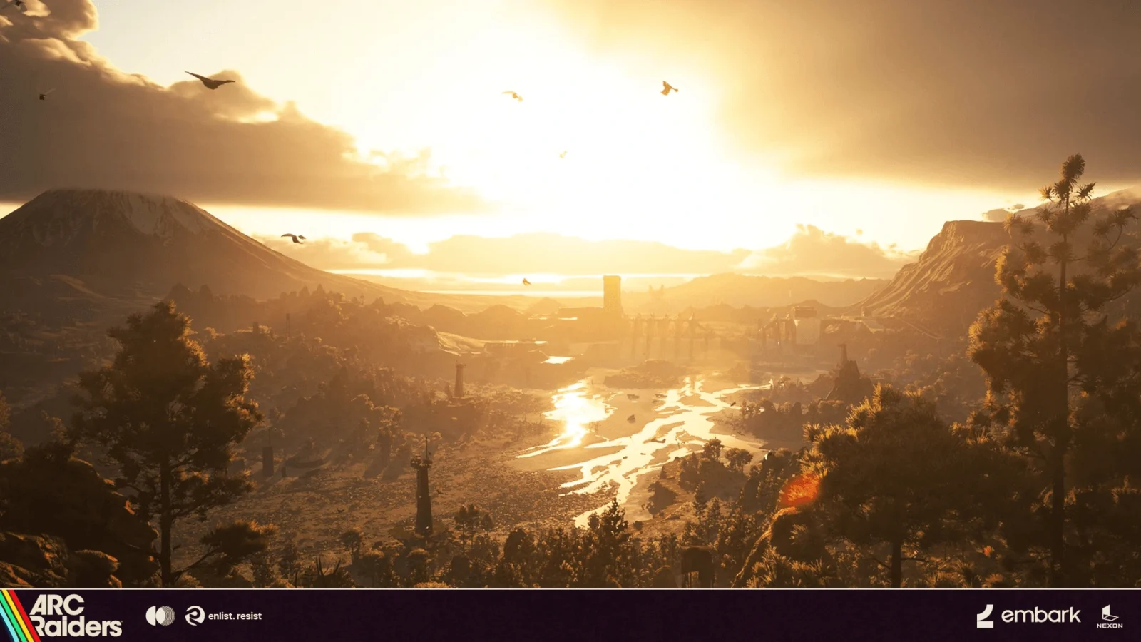 Arc Raiders, une vallée au coucher du soleil