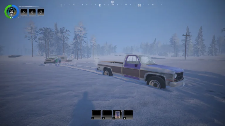 Une voiture arretee dans la neige dans Arctic Drive