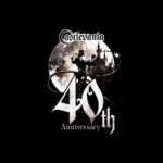 Logo des 40 ans de Castlevania, Simon Belmont et son fouet devant la lune et le château de Dracula