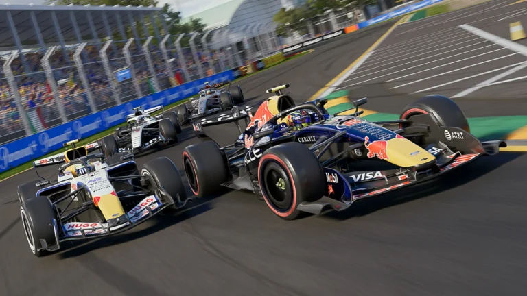 F1 25, deux monoplaces côte à côte dans un virage
