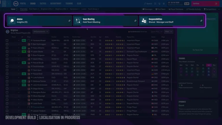 Interface de Football Manager 27