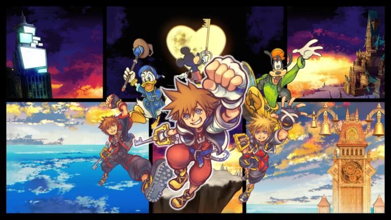 Sora, Donald, Dingo et Mickey sur l'illustration de Kingdom Hearts Collection