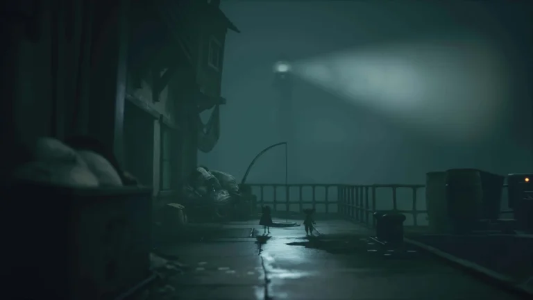 Little Nightmares III, extension The Shores, une silhouette dans une salle sombre