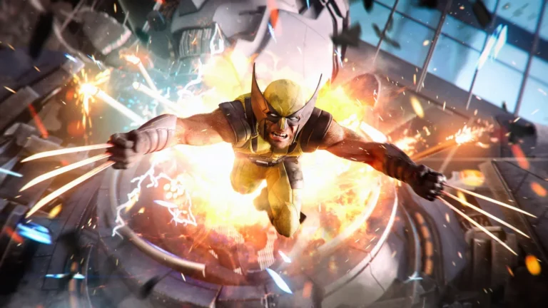 Capture de Marvel's Wolverine, Logan en costume jaune face à une Proto-Sentinelle