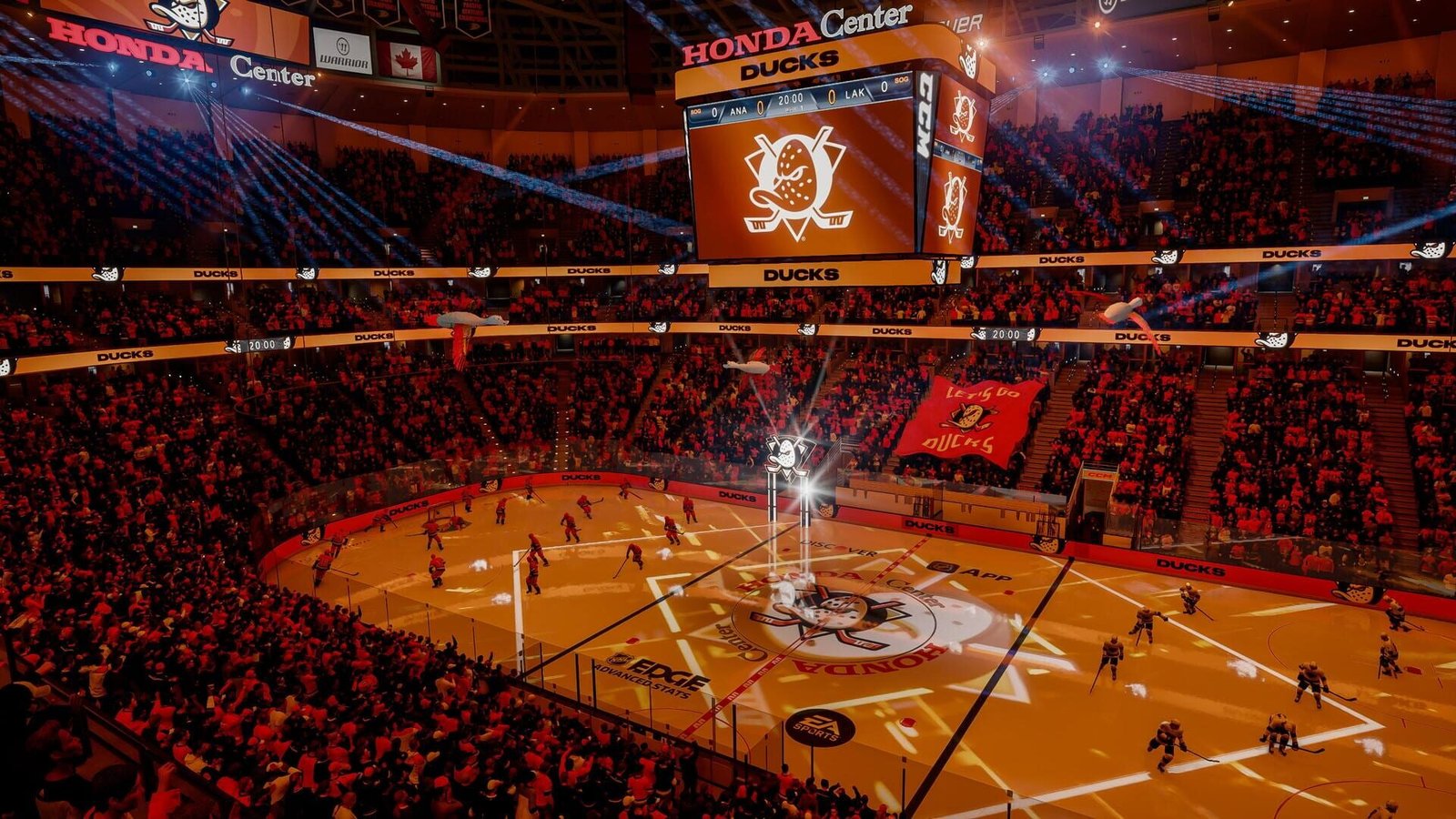 Vue aérienne du Honda Center lors d'un match des Ducks dans NHL 27