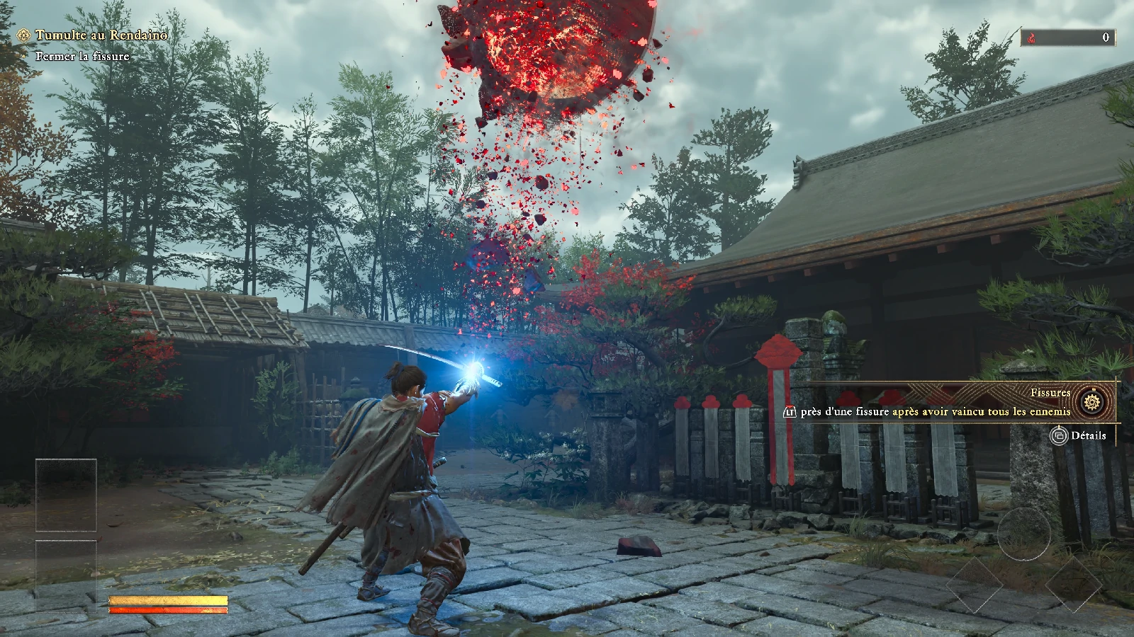 Musashi referme une fissure Genma au sabre dans Onimusha Way of the Sword