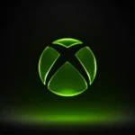 Logo Xbox lumineux vert sur fond noir