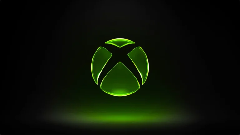 Logo Xbox lumineux vert sur fond noir