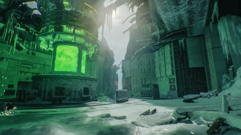La carte multijoueur Quantum de Call of Duty: Black Ops 7, un complexe enneigé éclairé de vert