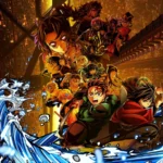 Tanjiro et les pourfendeurs dans Demon Slayer La Forteresse Infinie