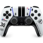 La manette DualSense Gran Turismo Édition limitée, avec bandes de course et numéro 30
