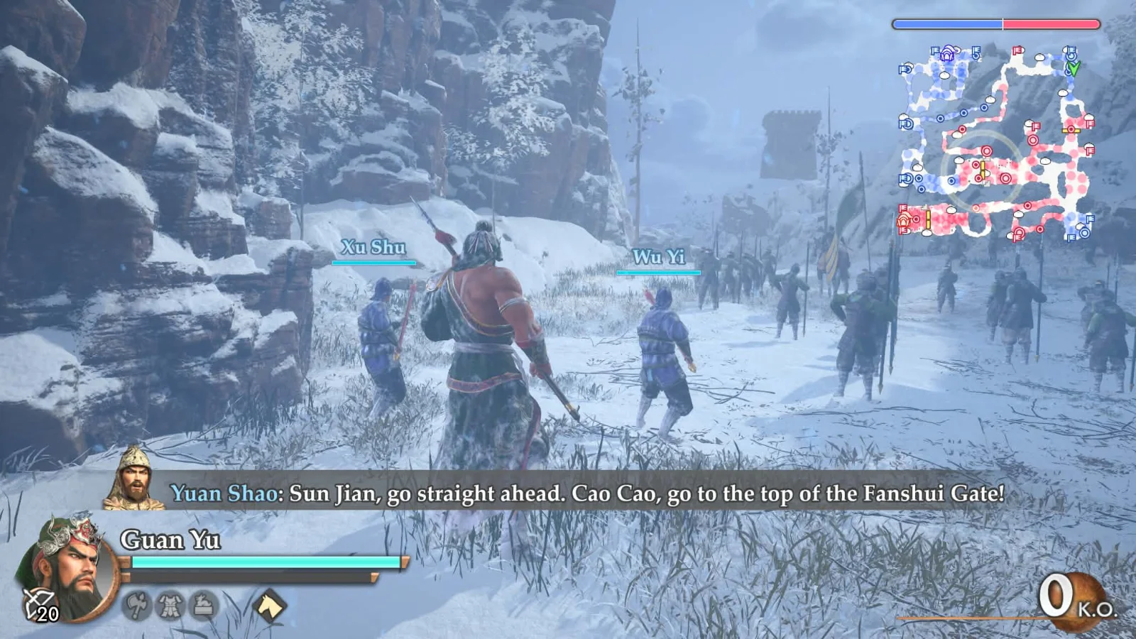 Dynasty Warriors 3 Complete Edition Remastered : Guan Yu et ses alliés dans une bataille sous la neige