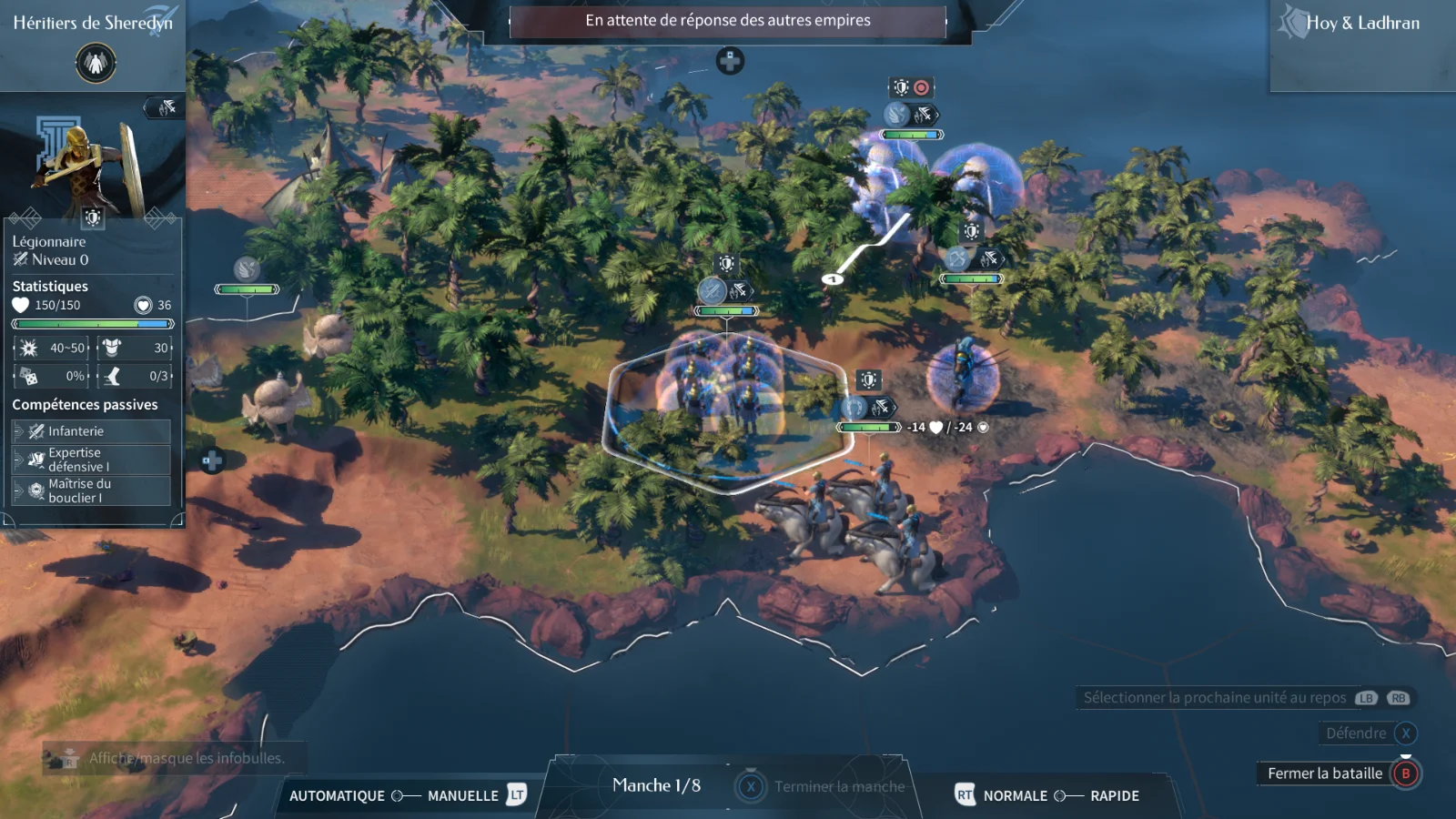Endless Legend 2 sur Xbox Series X, une bataille tactique au tour par tour entre Héritiers de Sheredyn et Hoy & Ladhran