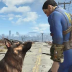 Fallout 4 : le survivant de l'abri 111 et Canigou dans les Terres désolées