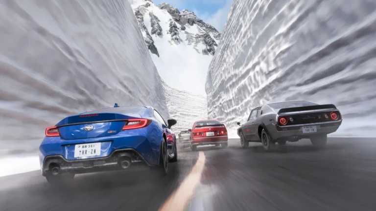 Course entre des murs de neige dans Forza Horizon 6