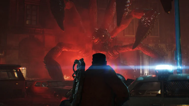 Un soldat face à une créature Locuste dans Gears of War: E-Day