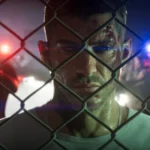 GTA VI : Jason Duval derrière un grillage, gyrophares de police en fond