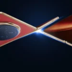 Le smartphone pliable HONOR Magic V6, dos rouge et module photo rond