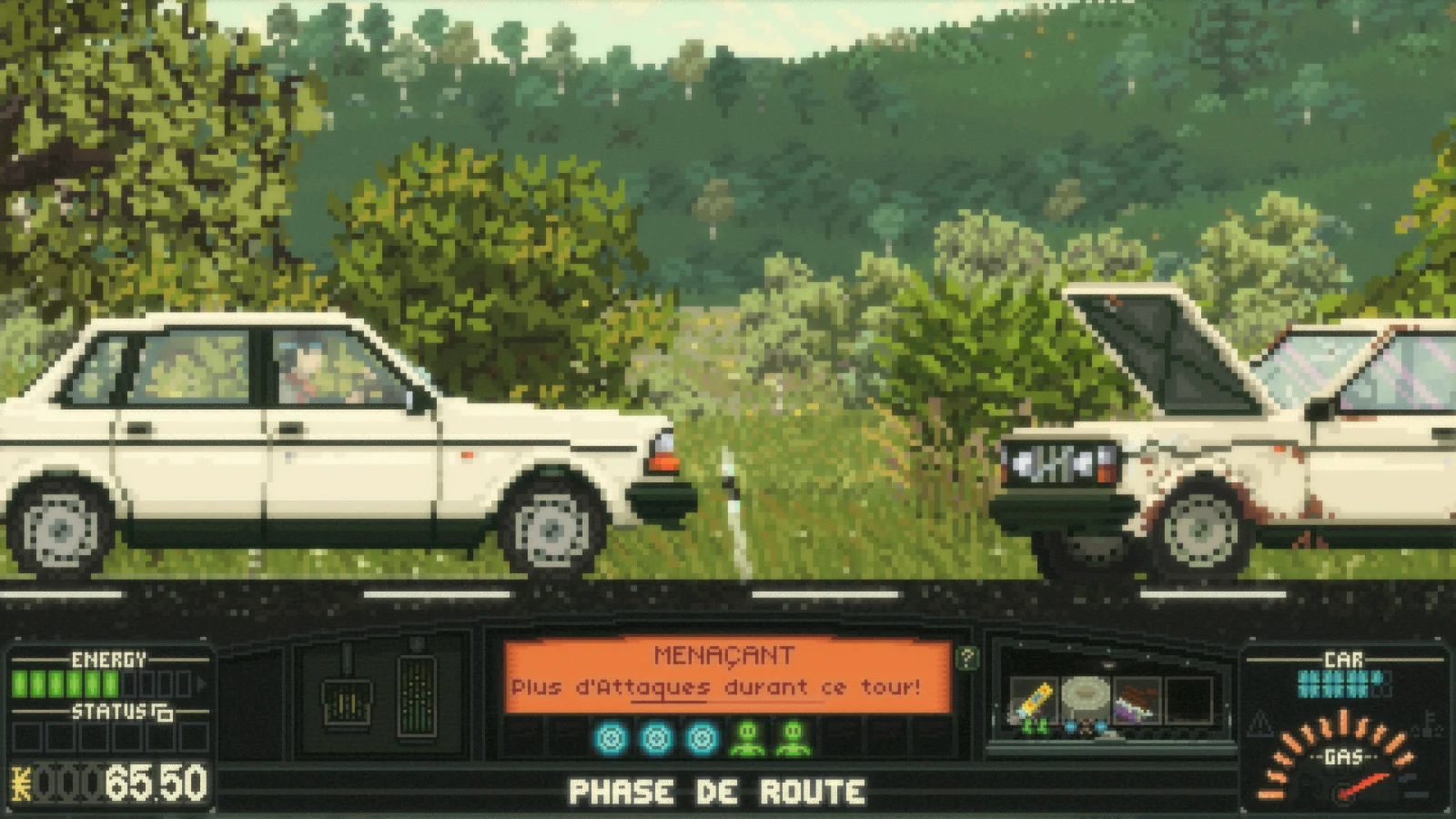 Keep Driving sur PC : rencontre avec une voiture arrêtée sur le bas-côté
