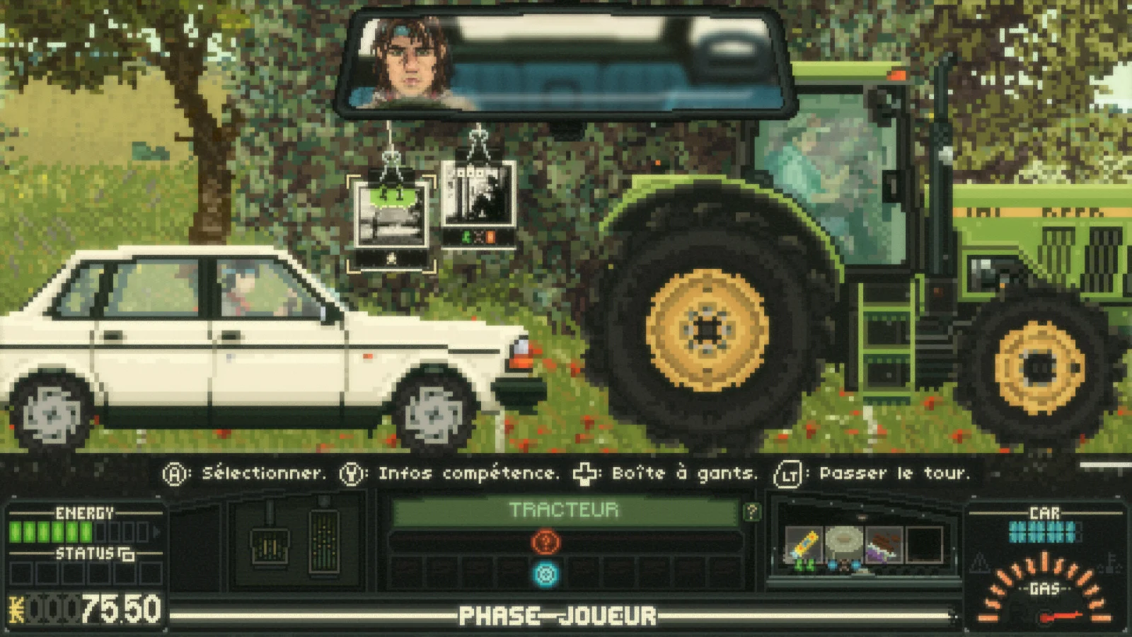 Keep Driving sur PC : un tracteur bloque la route pendant la phase du joueur