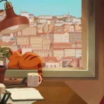Le bureau de Lofi Girl vide devant la fenêtre, visuel officiel du lancement de Lofi House