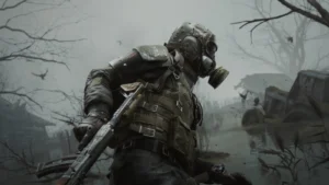 Metro 2039, l'Étranger avec son masque à gaz dans les ruines de Moscou