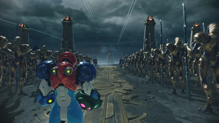 Samus Aran face à une armée dans Metroid Ravenous sur Nintendo Switch 2