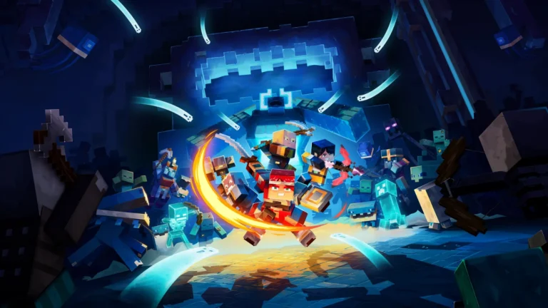 Les héros de Minecraft Dungeons II face à une horde, visuel officiel
