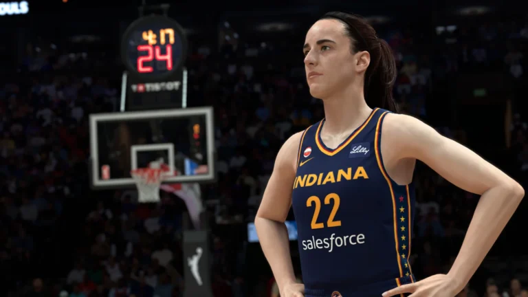 Caitlin Clark sous le maillot de l'Indiana dans NBA 2K27