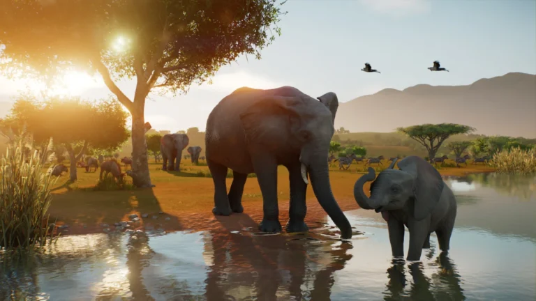 Éléphants dans un enclos de Planet Zoo 2