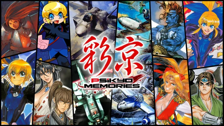 Visuel officiel de Psikyo Memories avec les personnages de Strikers 1945, Gunbird et Sengoku