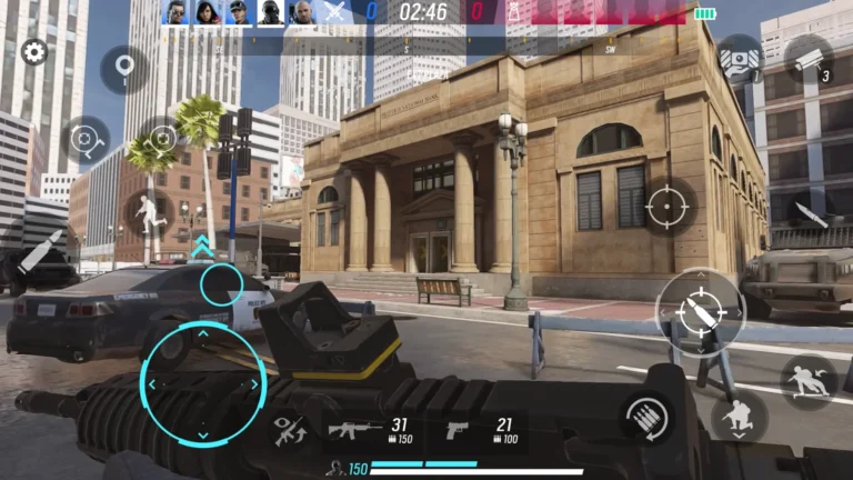 Rainbow Six Mobile, une partie en attaque dans une rue de la carte