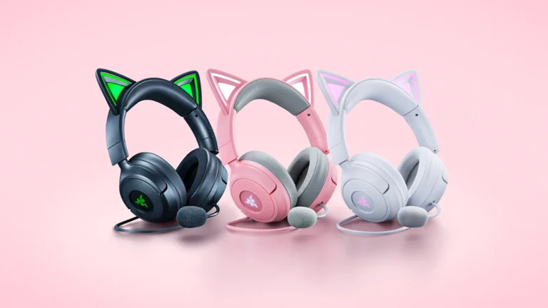 Le Razer Kraken Kitty V3 en noir, rose et blanc