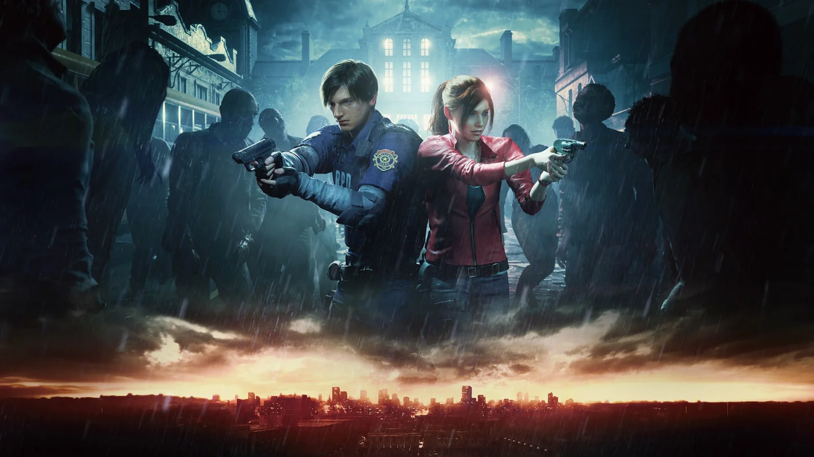 Resident Evil 2, Leon S. Kennedy et Claire Redfield dans les rues de Raccoon City