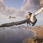 Vol en hippogriffe au-dessus des Highlands dans Hogwarts Legacy