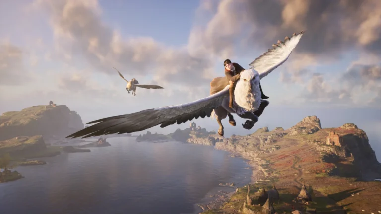 Vol en hippogriffe au-dessus des Highlands dans Hogwarts Legacy