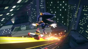 Shadow file sur un rail dans Sonic X Shadow Generations