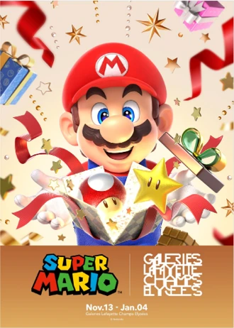 Affiche de l'opération Super Mario aux Galeries Lafayette Champs-Élysées