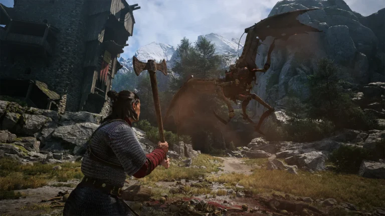The Blood of Dawnwalker, combat à la hache face à une créature