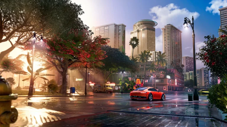 Une voiture dans une rue d'Honolulu dans The Crew Motorfest