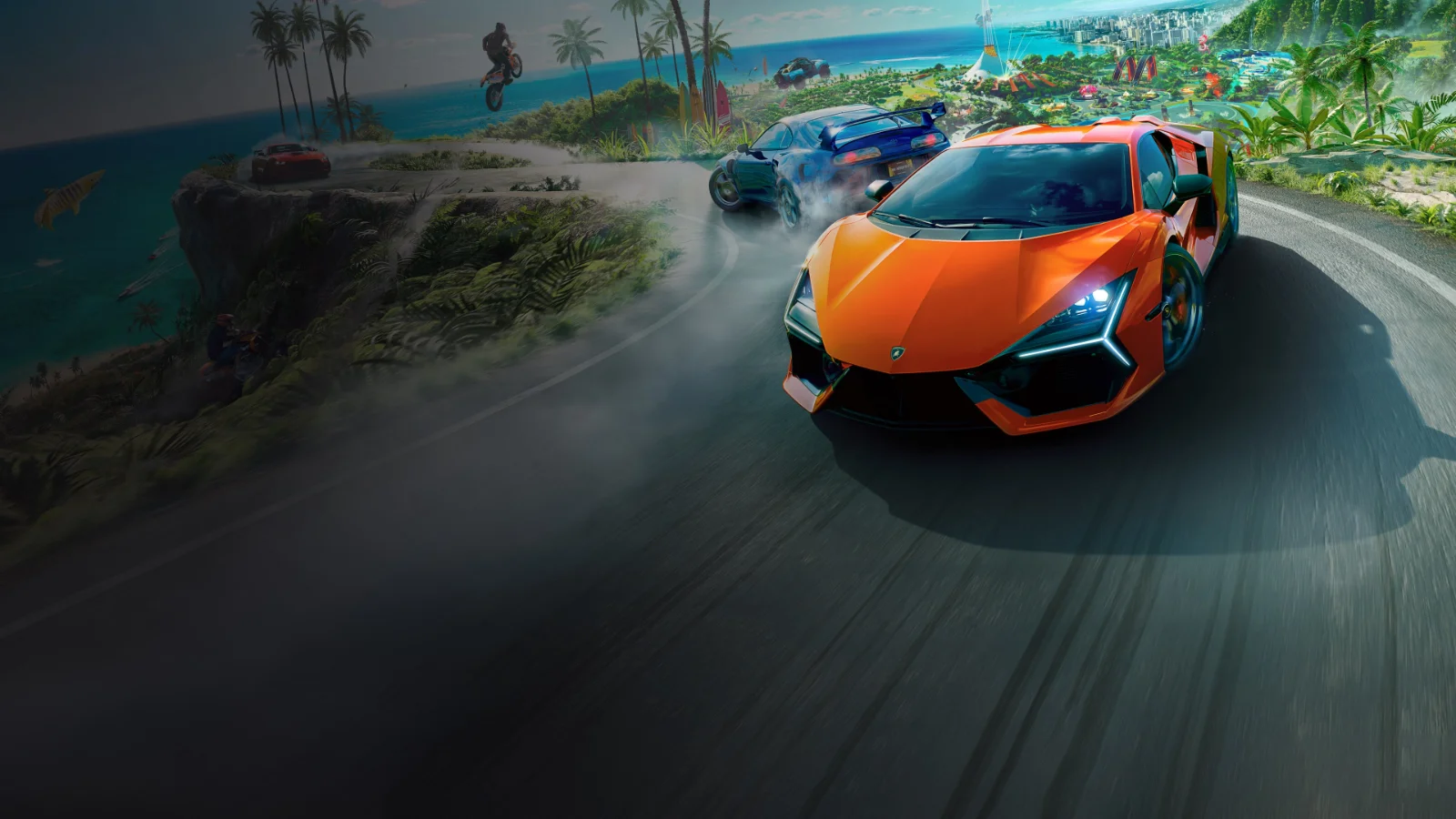 Une supercar sur une route d'Hawaï, visuel officiel de The Crew Motorfest