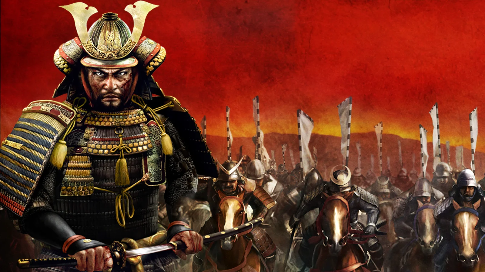 Un général samouraï devant une charge de cavalerie, visuel officiel de Total War: Shogun 2